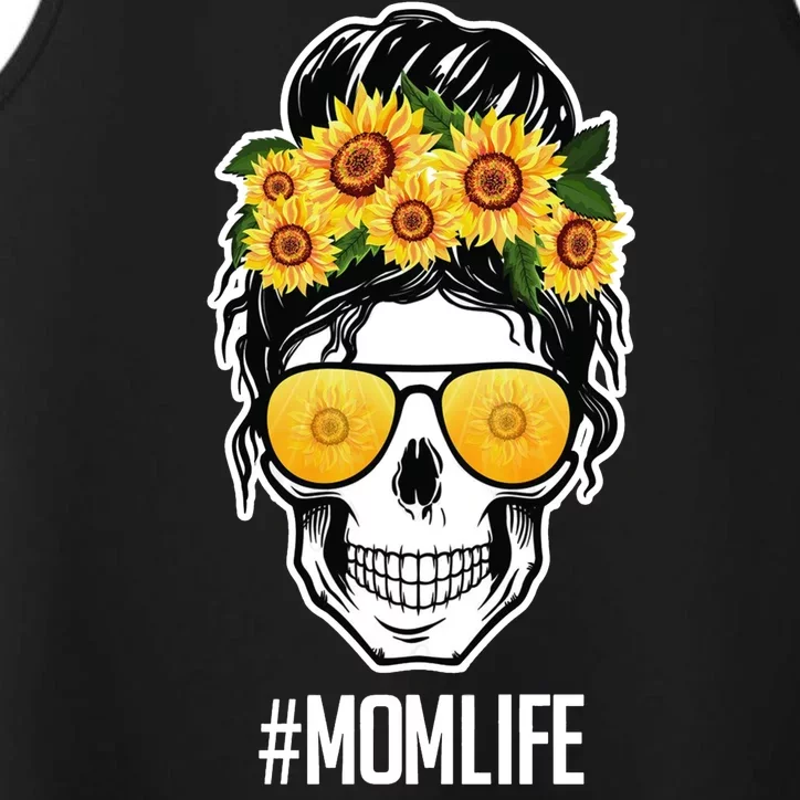 Mom Life Sunflower Skull Performance Tank