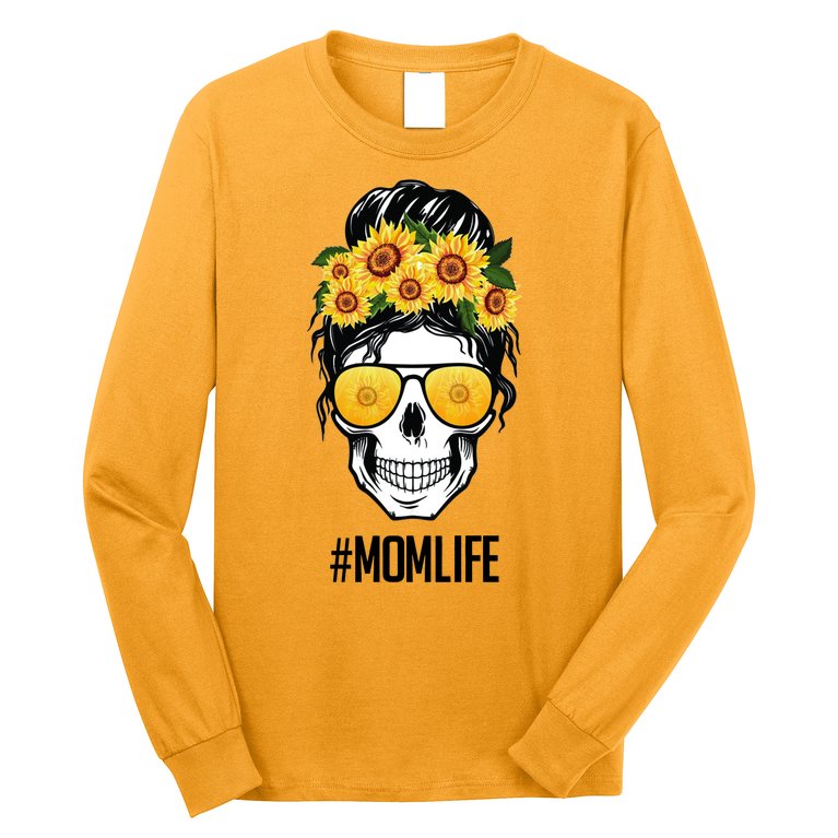 Mom Life Sunflower Skull Long Sleeve Shirt