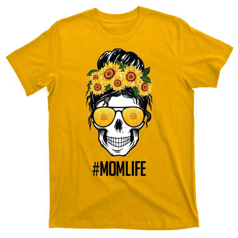 Mom Life Sunflower Skull T-Shirt