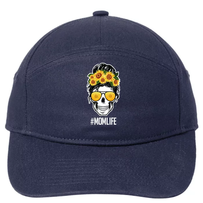 Mom Life Sunflower Skull 7-Panel Snapback Hat