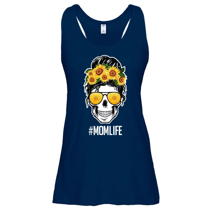 Mom Life Sunflower Skull Ladies Essential Flowy Tank