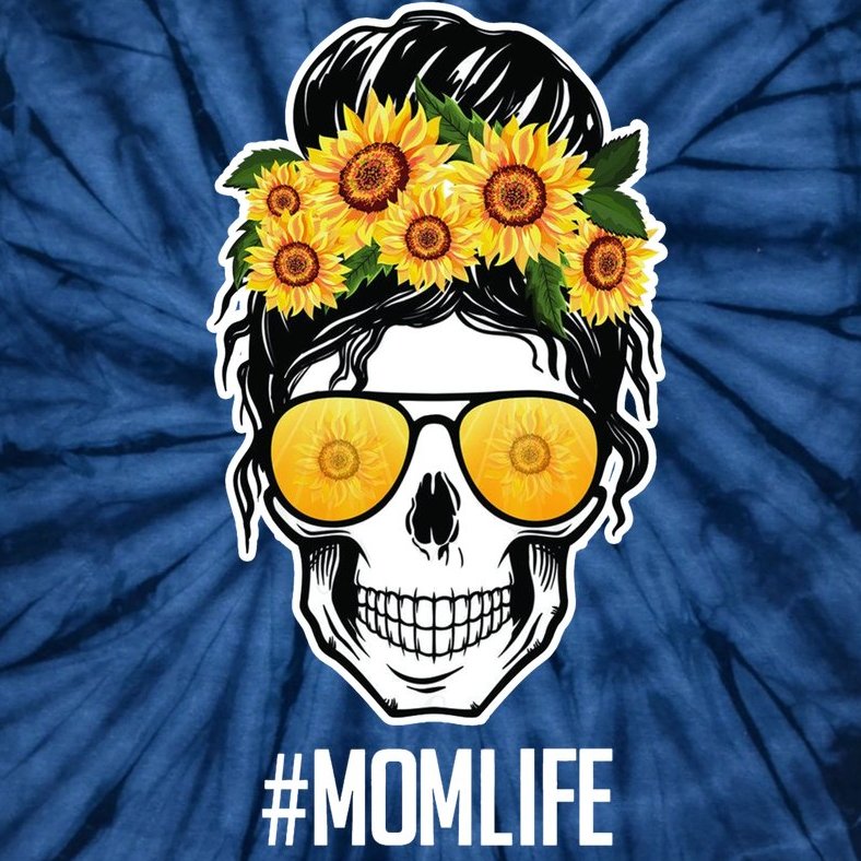 Mom Life Sunflower Skull Tie-Dye T-Shirt