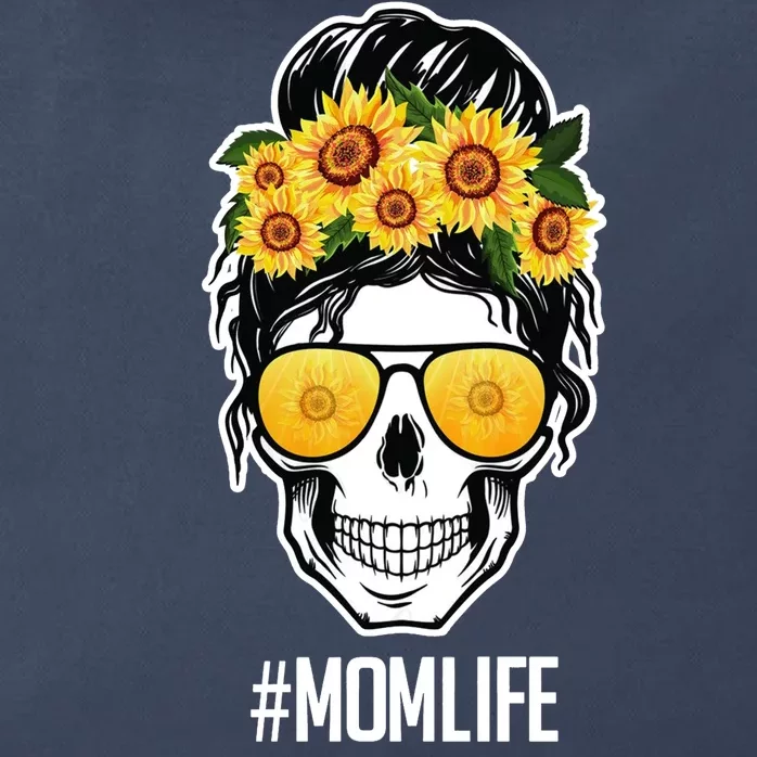 Mom Life Sunflower Skull Zip Tote Bag