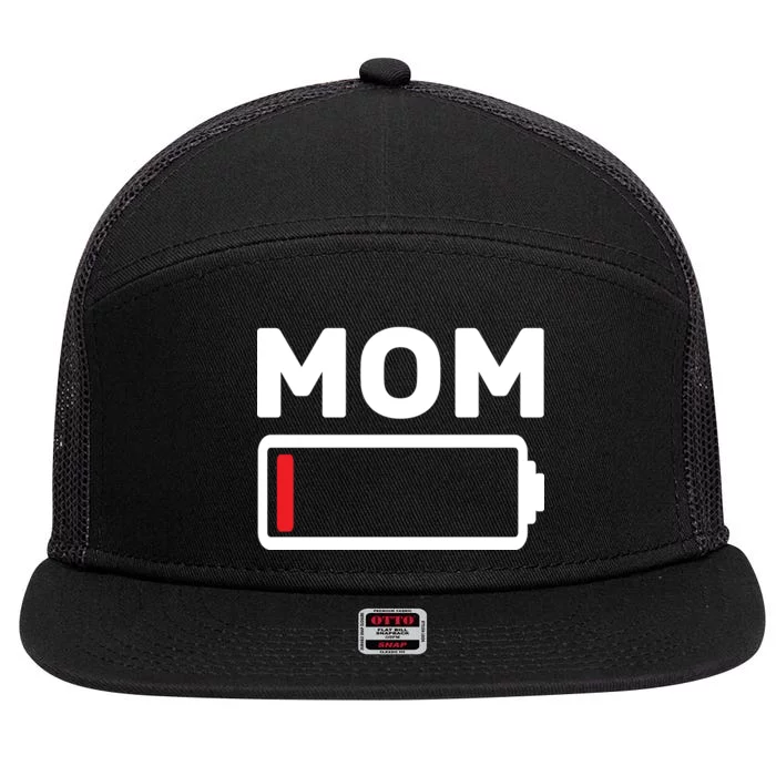 Mom Low Battery 7 Panel Mesh Trucker Snapback Hat