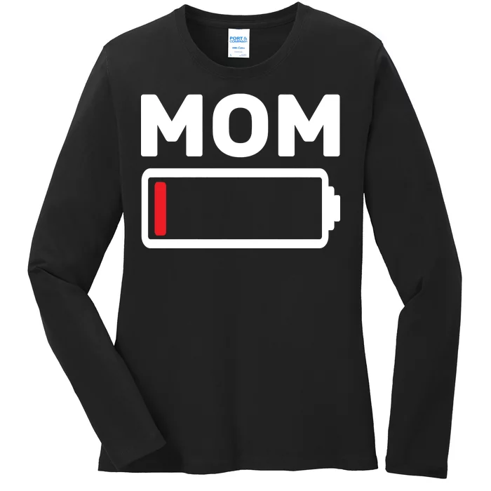 Mom Low Battery Ladies Long Sleeve Shirt