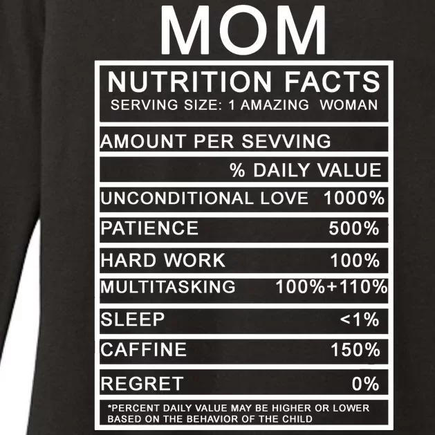 Mom Nutritional Facts Funny Womens CVC Long Sleeve Shirt