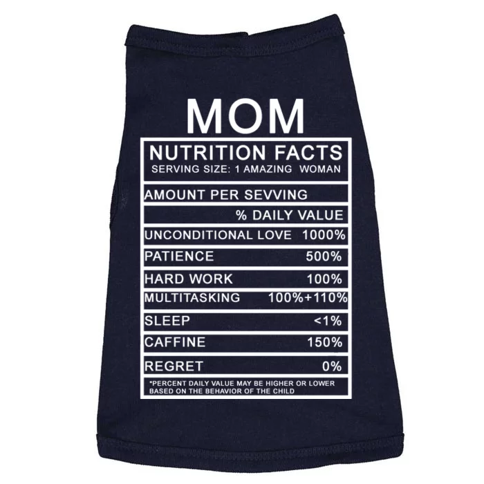 Mom Nutritional Facts Funny Doggie Tank