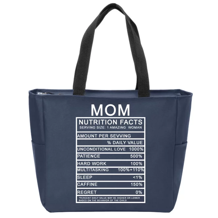 Mom Nutritional Facts Funny Zip Tote Bag