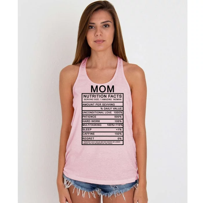 Mom Nutritional Facts Funny Women's Knotted Racerback Tank