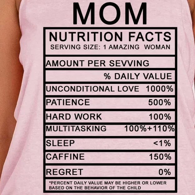 Mom Nutritional Facts Funny Women's Knotted Racerback Tank