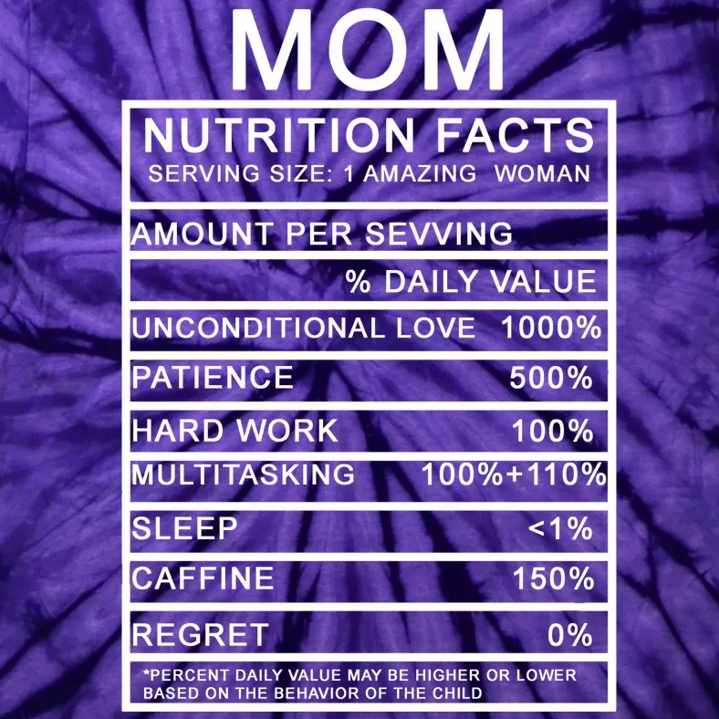 Mom Nutritional Facts Funny Tie-Dye T-Shirt