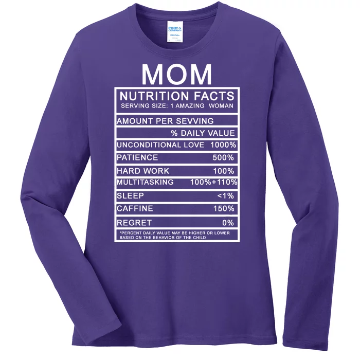 Mom Nutritional Facts Funny Ladies Long Sleeve Shirt