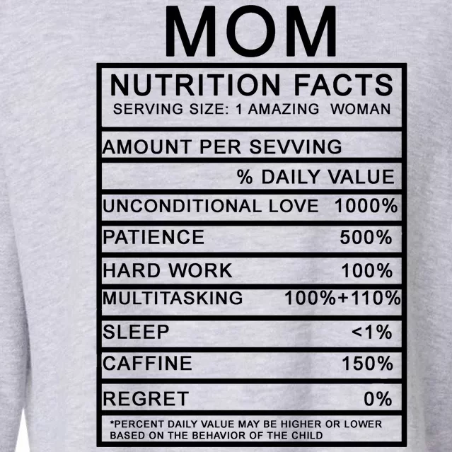 Mom Nutritional Facts Funny Cropped Pullover Crew