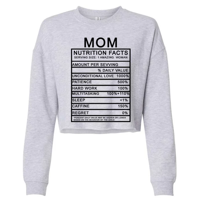 Mom Nutritional Facts Funny Cropped Pullover Crew