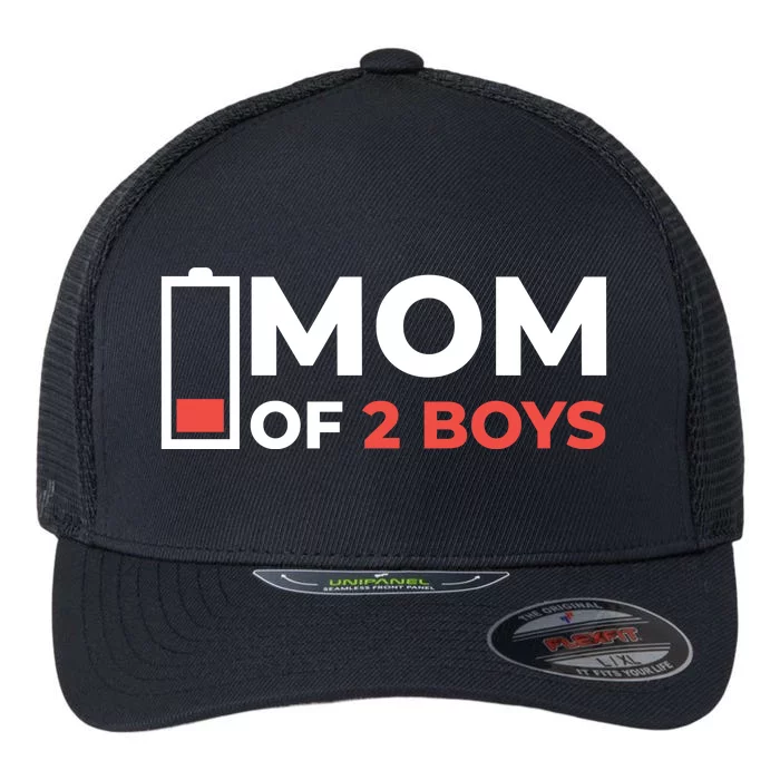 Mom Of 2 Boys Low Battery Flexfit Unipanel Trucker Cap