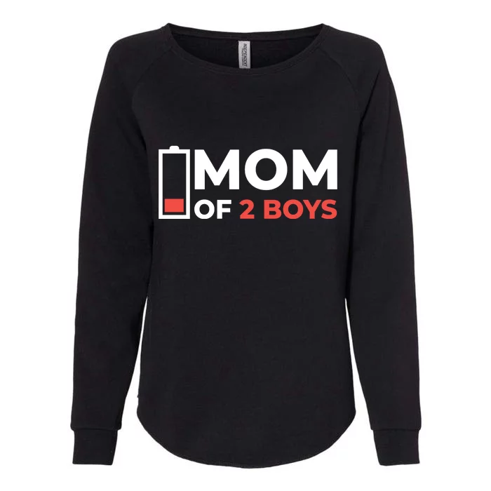 Mom Of 2 Boys Low Battery Womens California Wash Sweatshirt