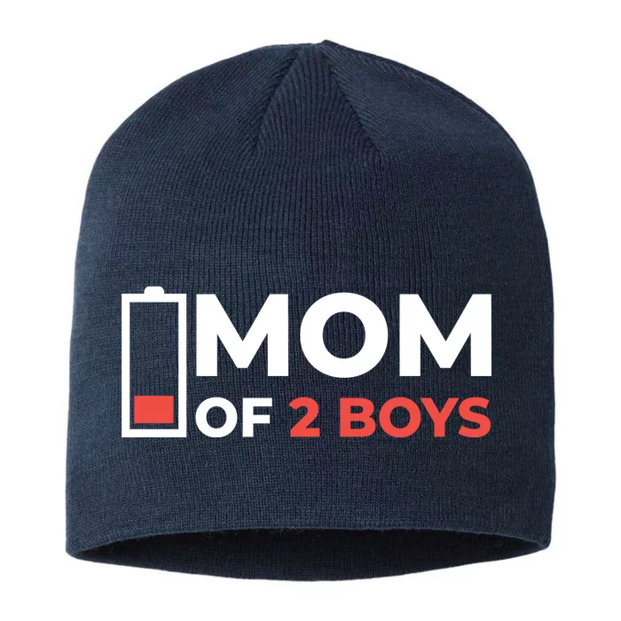 Mom Of 2 Boys Low Battery 8 1/2in Sustainable Knit Beanie