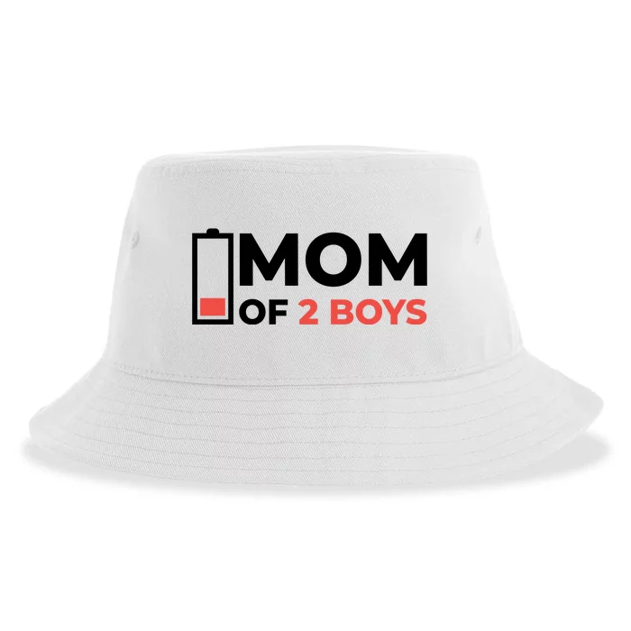 Mom Of 2 Boys Low Battery Sustainable Bucket Hat