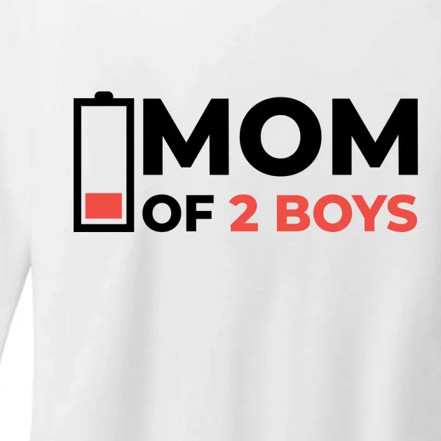 Mom Of 2 Boys Low Battery Womens CVC Long Sleeve Shirt