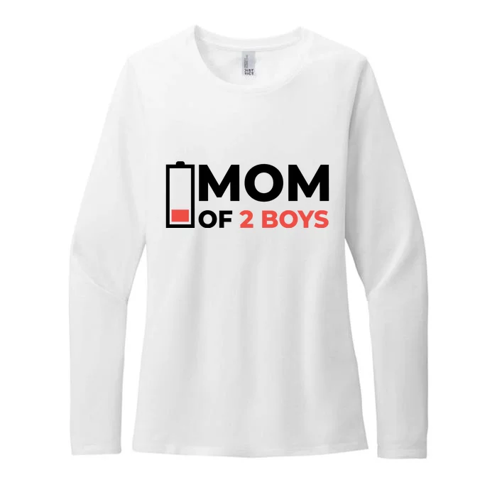 Mom Of 2 Boys Low Battery Womens CVC Long Sleeve Shirt