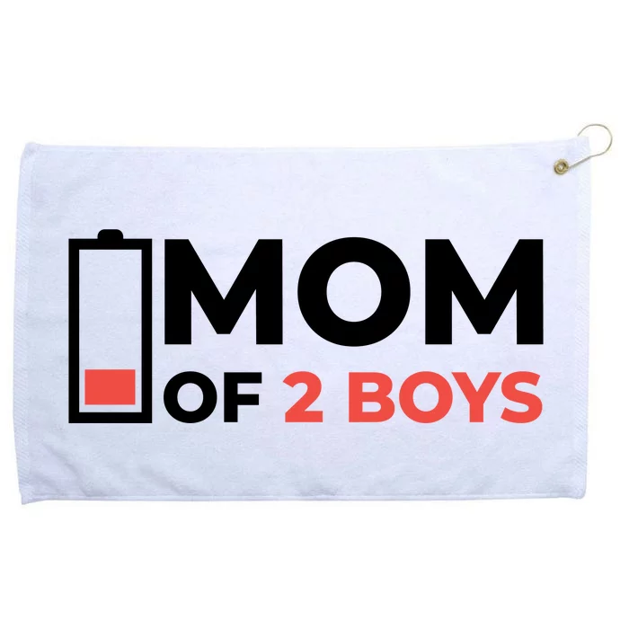 Mom Of 2 Boys Low Battery Grommeted Golf Towel