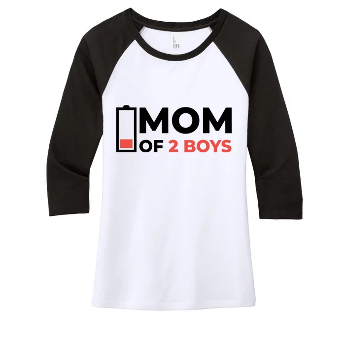 Mom Of 2 Boys Low Battery Women's Tri-Blend 3/4-Sleeve Raglan Shirt