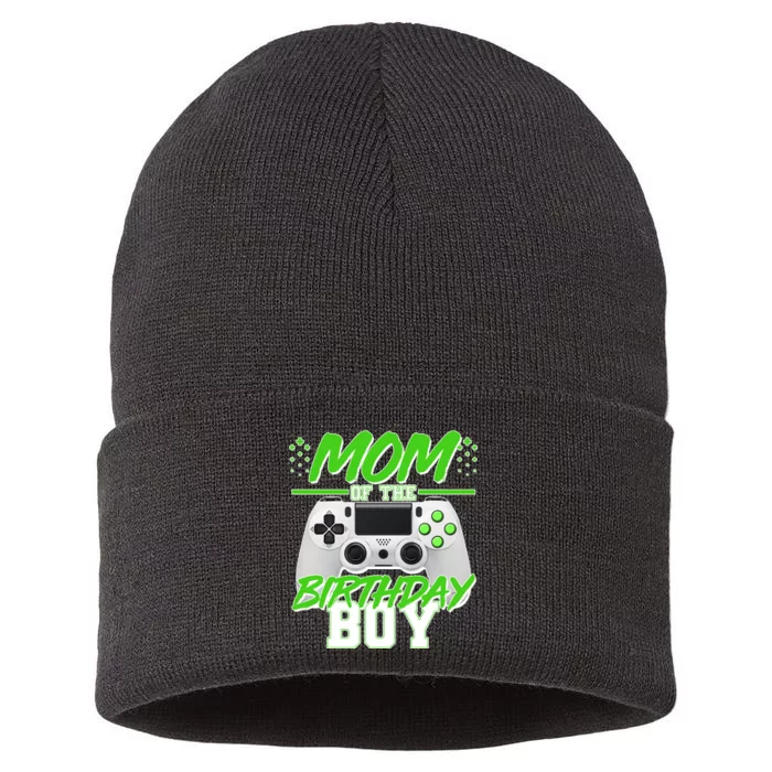 Mom Of Birthday Boy Video Gamer Sustainable Knit Beanie