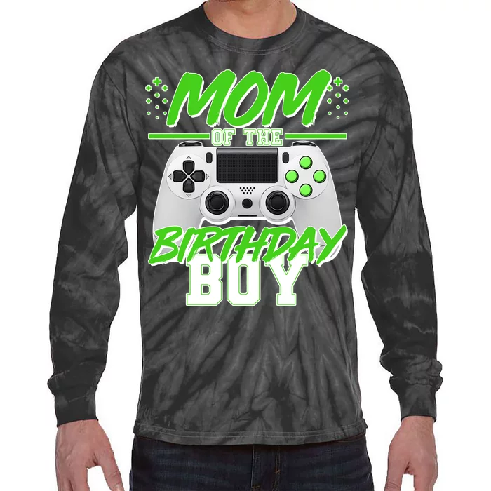 Mom Of Birthday Boy Video Gamer Tie-Dye Long Sleeve Shirt