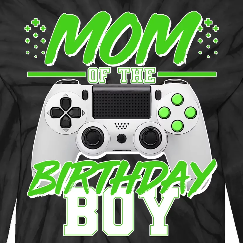 Mom Of Birthday Boy Video Gamer Tie-Dye Long Sleeve Shirt