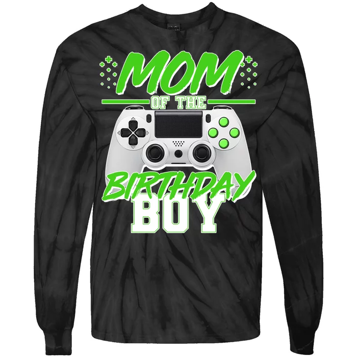 Mom Of Birthday Boy Video Gamer Tie-Dye Long Sleeve Shirt