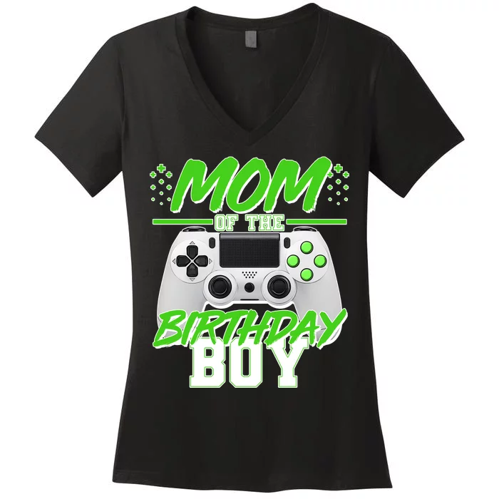 Mom Of Birthday Boy Video Gamer Women's V-Neck T-Shirt