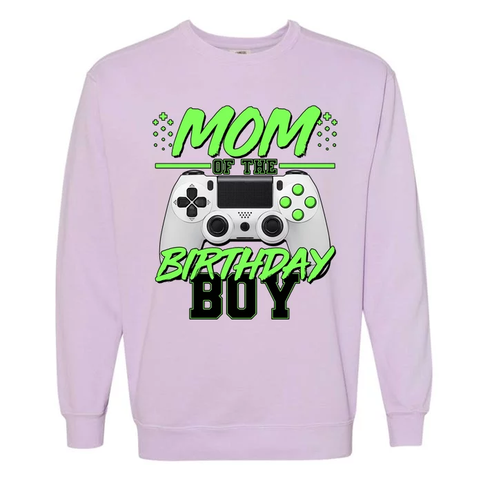 Mom Of Birthday Boy Video Gamer Garment-Dyed Sweatshirt