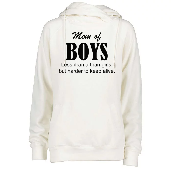 Mom Of Boys Womens Funnel Neck Pullover Hood