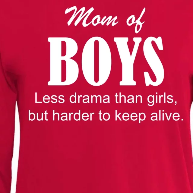 Mom Of Boys Womens Cotton Relaxed Long Sleeve T-Shirt