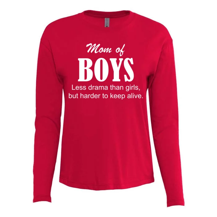 Mom Of Boys Womens Cotton Relaxed Long Sleeve T-Shirt