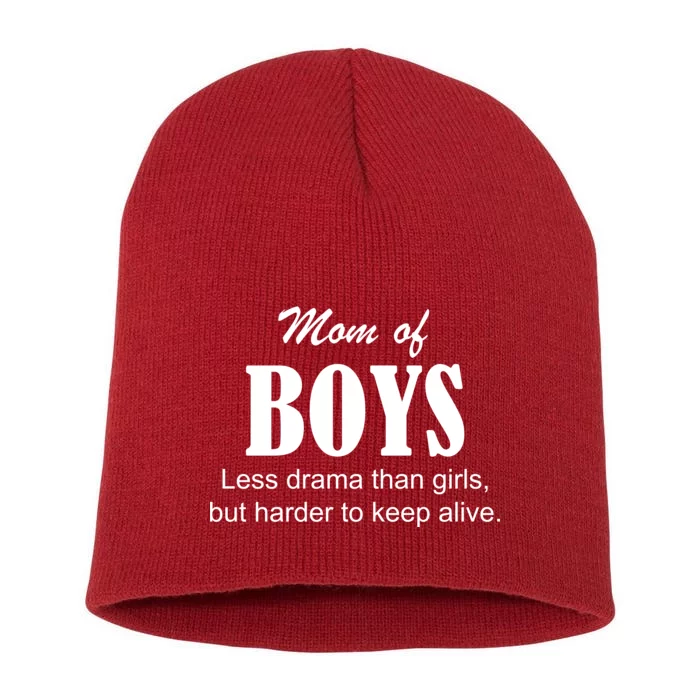 Mom Of Boys Short Acrylic Beanie