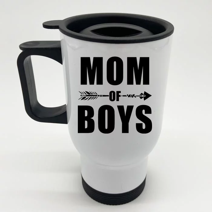 Mom of Boys Cute Mother's Day Front & Back Stainless Steel Travel Mug