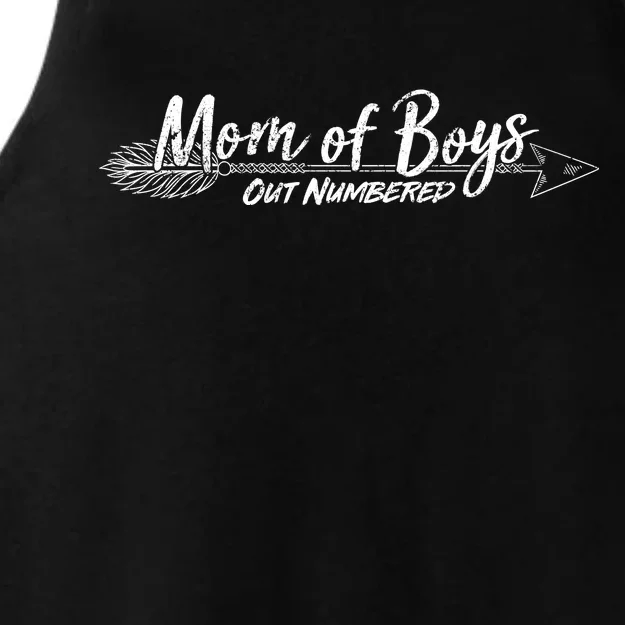 Mom Of Boys Outnumbered Ladies Tri-Blend Wicking Tank