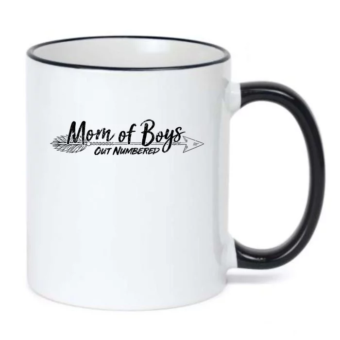 Mom Of Boys Outnumbered Black Color Changing Mug