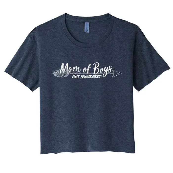 Mom Of Boys Outnumbered Women's Crop Top Tee