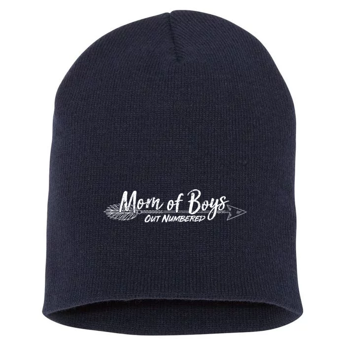 Mom Of Boys Outnumbered Short Acrylic Beanie