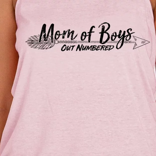 Mom Of Boys Outnumbered Women's Knotted Racerback Tank