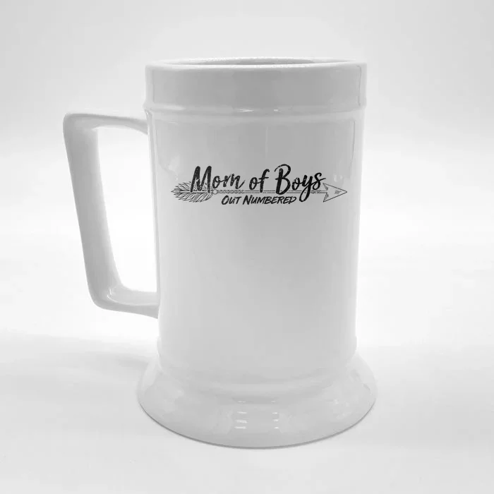 Mom Of Boys Outnumbered Front & Back Beer Stein