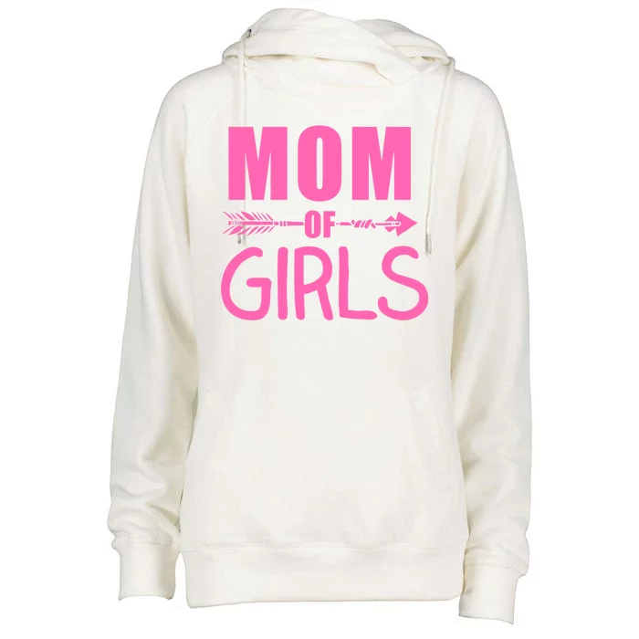 Mom of Girls Cute Mother's Day Womens Funnel Neck Pullover Hood