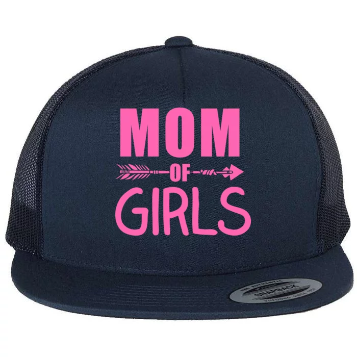 Mom of Girls Cute Mother's Day Flat Bill Trucker Hat