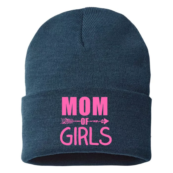 Mom of Girls Cute Mother's Day Sustainable Knit Beanie