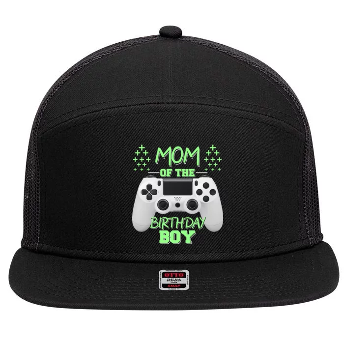 Mom Of The Birthday Boy 7 Panel Mesh Trucker Snapback Hat