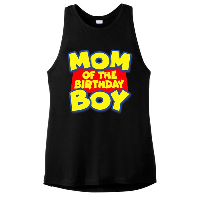 Mom of the Birthday Boy Spoof Toy Logo Ladies Tri-Blend Wicking Tank