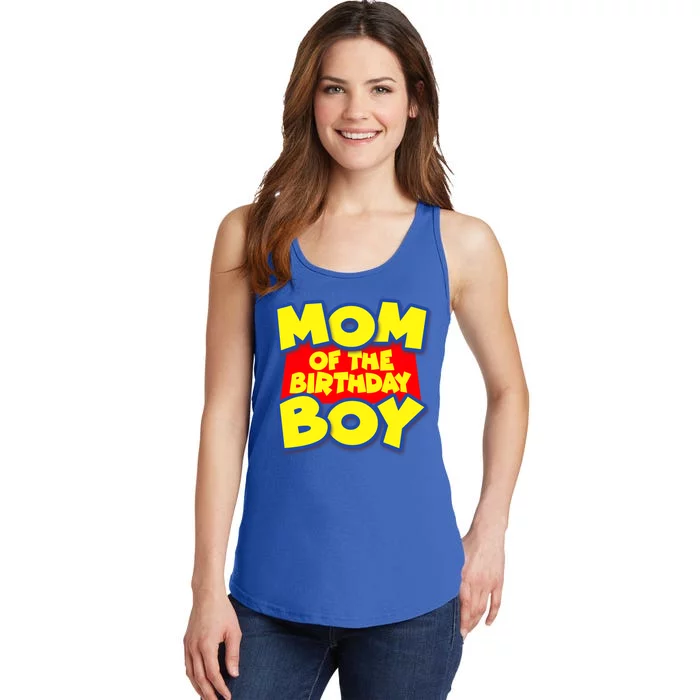 Mom of the Birthday Boy Spoof Toy Logo Ladies Essential Tank