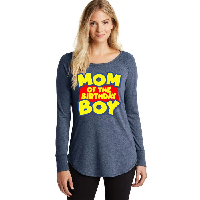 Mom of the Birthday Boy Spoof Toy Logo Women's Perfect Tri Tunic Long Sleeve Shirt